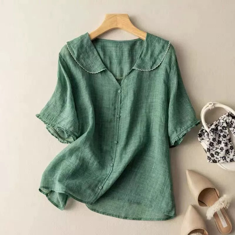 Retro Linen Blouse
